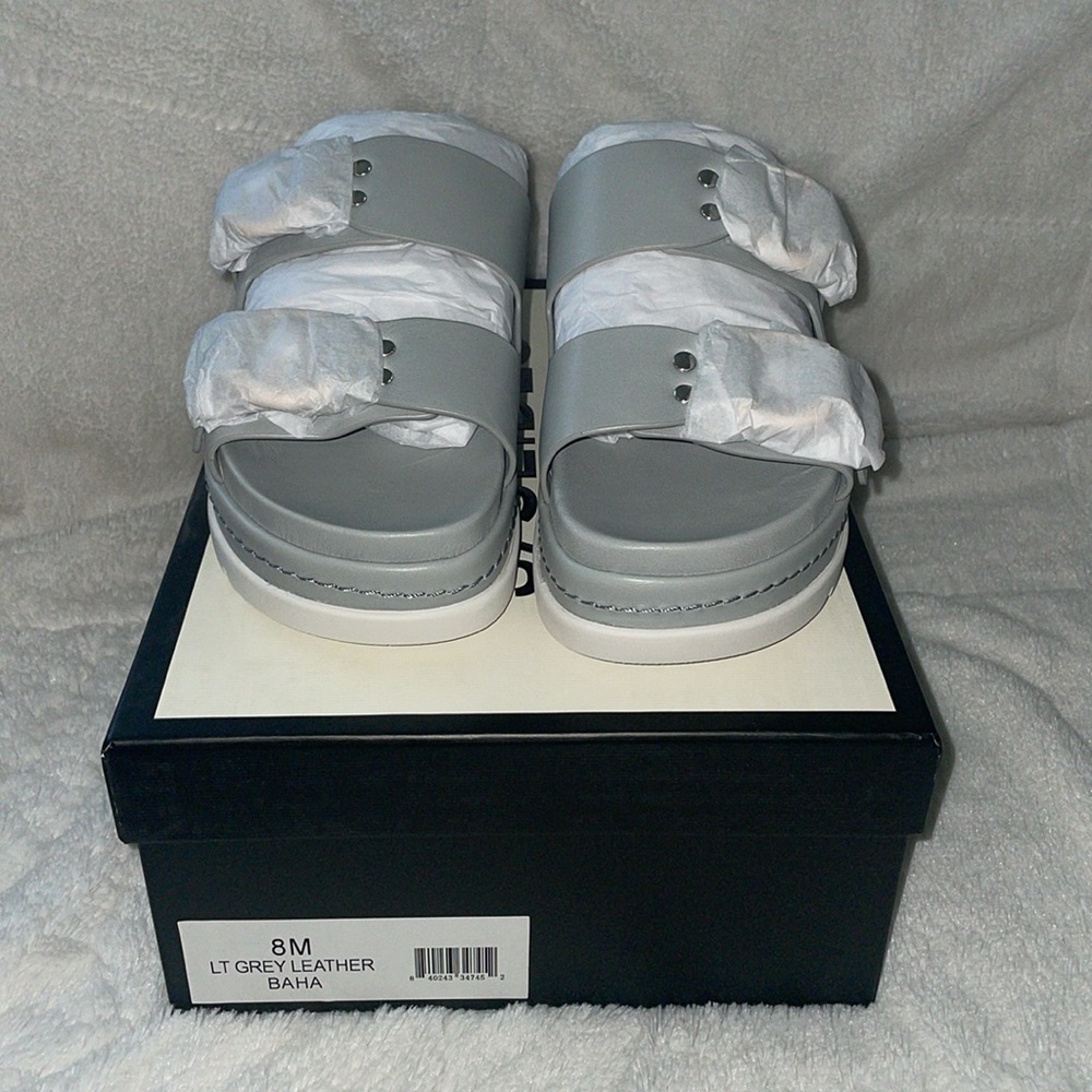 NWT J/SLIDES BAHA Light Grey Leather Sandal - Picture 6 of 14